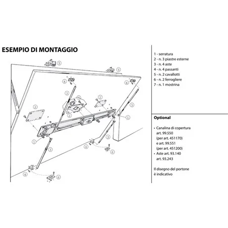 COMPLETE LOCK KIT ORIZZONTALE FOR BASCULANTI MOTTURA 45.1170