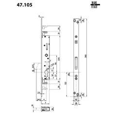 FORZA 7 MORTICE LOCK FLAT BOLT MOTTURA 47.105