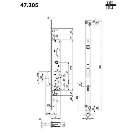 FORZA 7 MORTICE LOCK HOOK BOLT MOTTURA 47.205