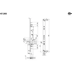 FORZA 7 MORTICE LOCK A GANCIO WITH GUIDE PIN MOTTURA 47.305