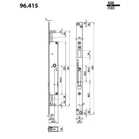 96.415 LOCKING UNIT AND STRIKE PLATE SECONDA ANTA FORZA 7 AD INFILARE MOTTURA