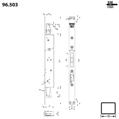96.503 LOCKING UNIT AND STRIKE PLATE SECONDA ANTA SHARK AD INFILARE MOTTURA