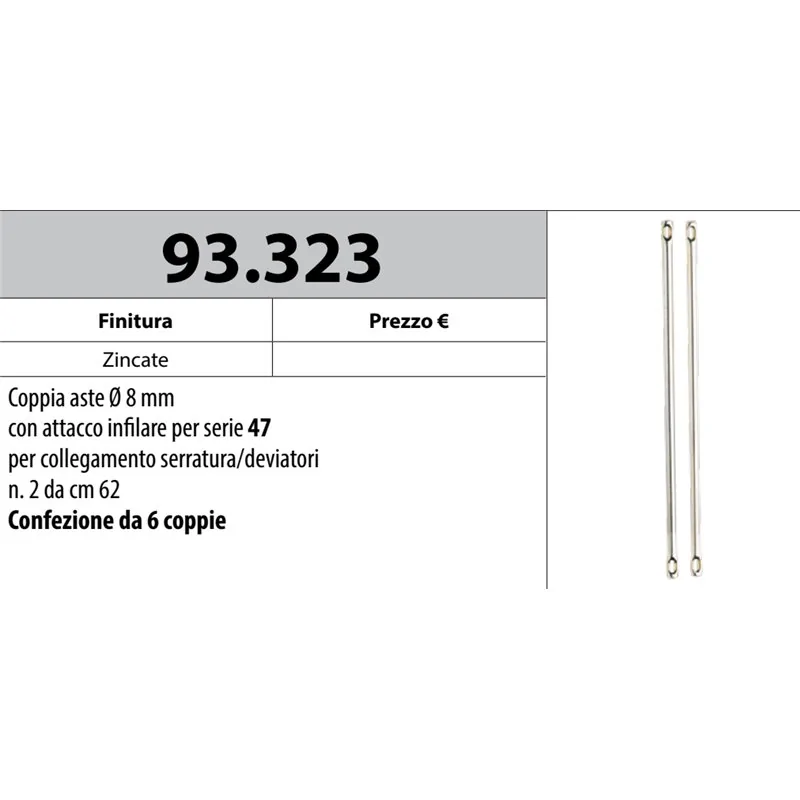 MOTTURA 93.323 ASTE Ø8 PER SERRATURE SERIE 47