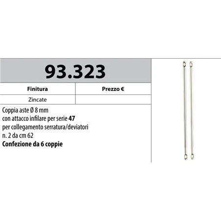 MOTTURA 93.323 ASTE Ø8 PER SERRATURE SERIE 47