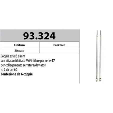 MOTTURA 93.324 ASTE Ø8 M6 PER SERRATURE SERIE 47