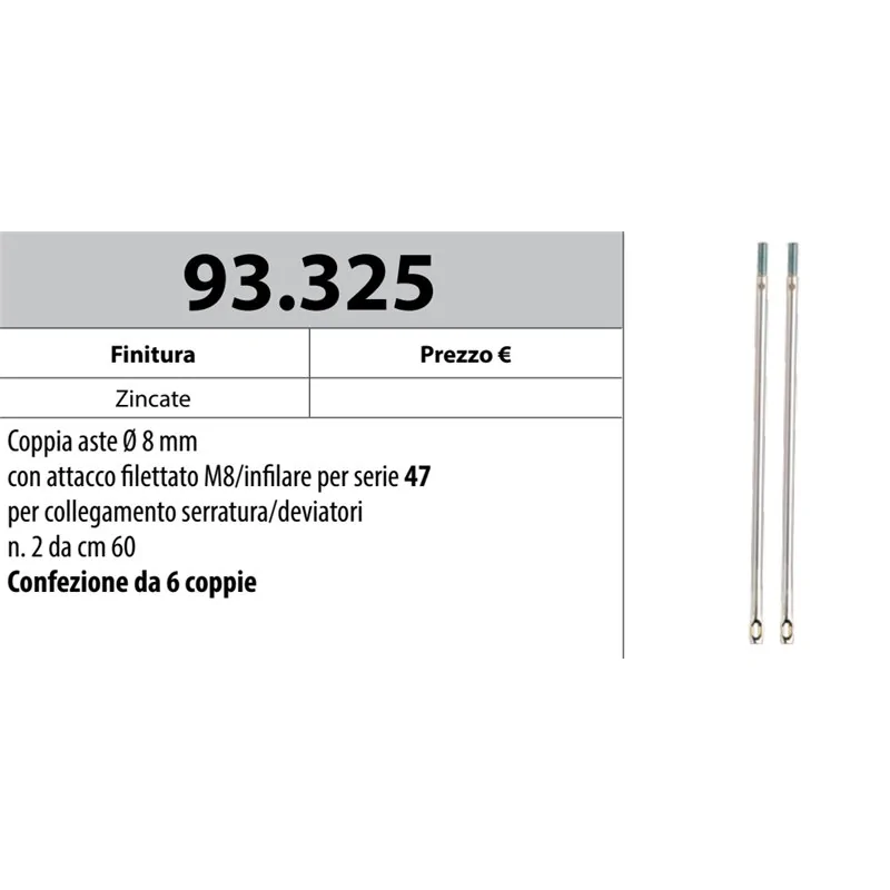 MOTTURA 93.325 ASTE Ø8 M8 PER SERRATURE SERIE 47 MOTTURA 93.325 ASTE Ø8 M8 PER SERRATURE SERIE 47