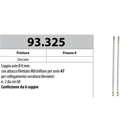 MOTTURA 93.325 ASTE Ø8 M8 PER SERRATURE SERIE 47