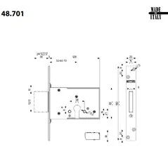 MORTICE SIDE LOCK FOR CYLINDER SERIE 48 MOTTURA 48.701