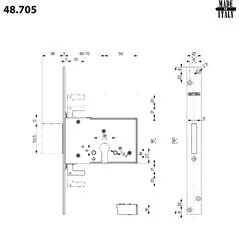 THREE-POINT MORTICE LOCK FOR CYLINDER SERIE 48 MOTTURA 48.705