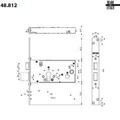 MORTICE SIDE LOCK FOR CYLINDER WITH LATCH SERIE 48 MOTTURA 48.812