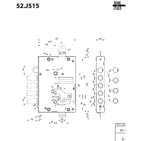 MOTTURA 52.J500 REPLAY RECODABLE DOUBLE-BITTED LATERAL RIM LOCK