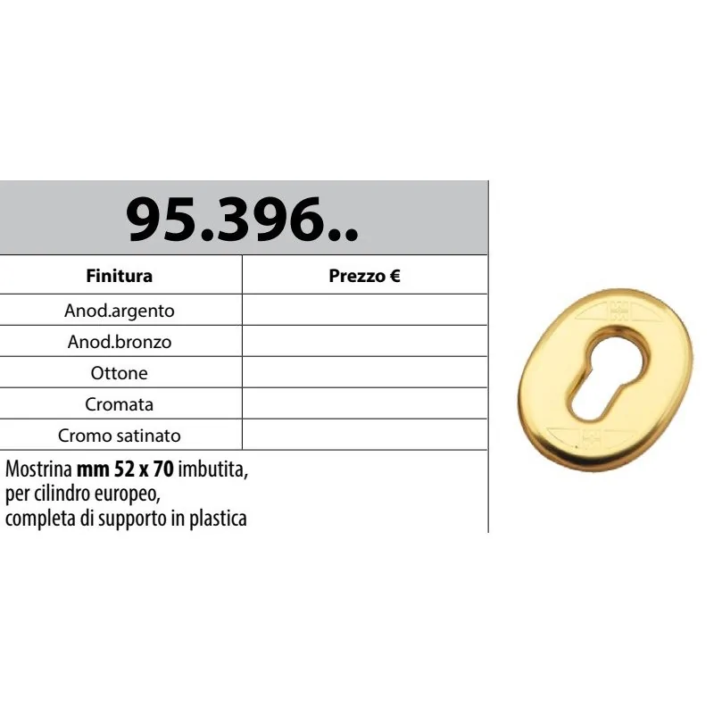 MOTTURA 95.396 MOSTRINA IMBUTITA PER CILINDRO MOTTURA SUPPORTO IN PLASTICA
