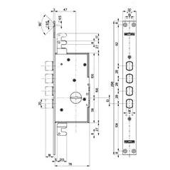 MOTTURA 72.130 SERIES 72 THREE-POINT MORTISE DOUBLE-BITTED LOCK 25 MM