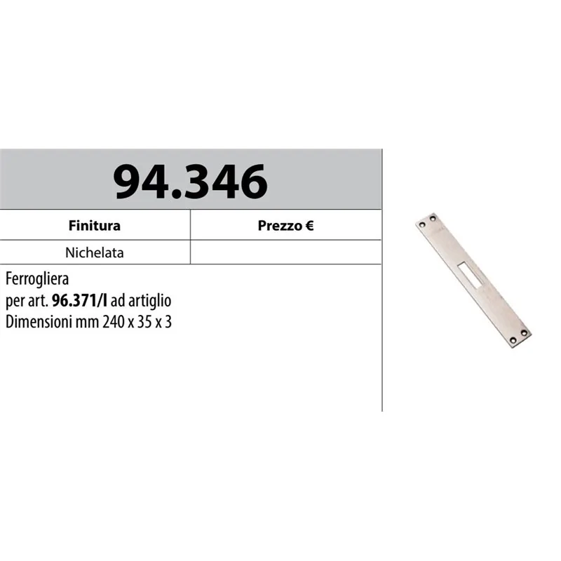 MOTTURA 94.346 FERROGLIERA PER DEVIATORI MOTTURA SERIE 96