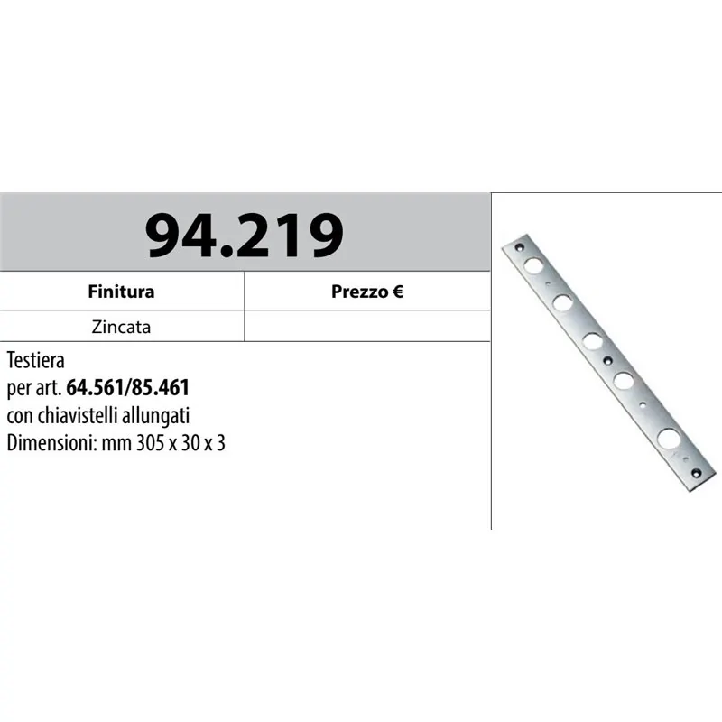 MOTTURA 94.219 TESTIERA PER SERRATURE SERIE 64 E SERIE 85