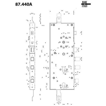 MOTTURA 87.440A LOCK DUAL CYLINDER A AUTOMATIC LOCKING E SBLOCCO DI EMERGENZA SERIE 87