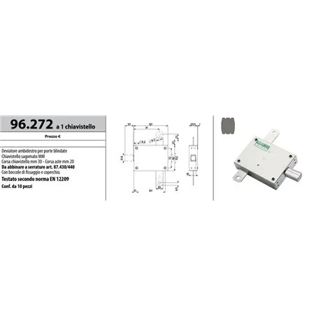 MOTTURA 96.272 DEVIATORE A UN CHIAVISTELLO PER SERRATURE SERIE 87