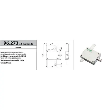 MOTTURA 96.273 DEVIATORE A UN CHIAVISTELLO PER SERRATURE SERIE 87