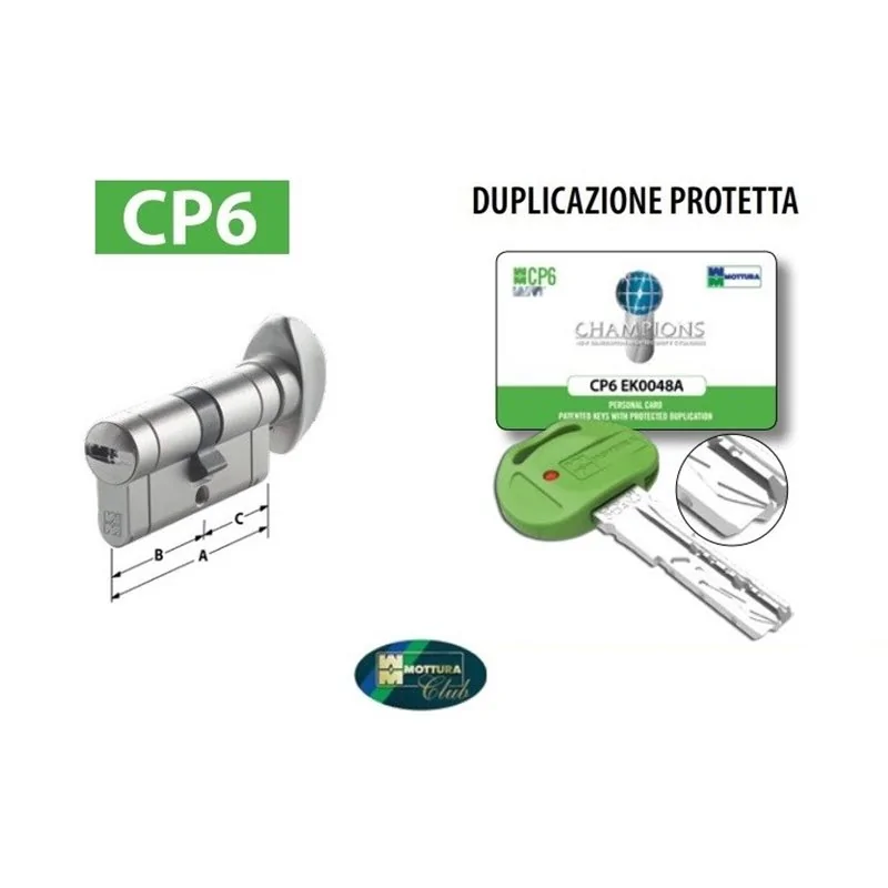 CILINDRO EUROPEO MOTTURA CHAMPIONS CP6 CHIAVE/POMOLO CILINDRO EUROPEO MOTTURA CHAMPIONS CP6 CHIAVE/POMOLO