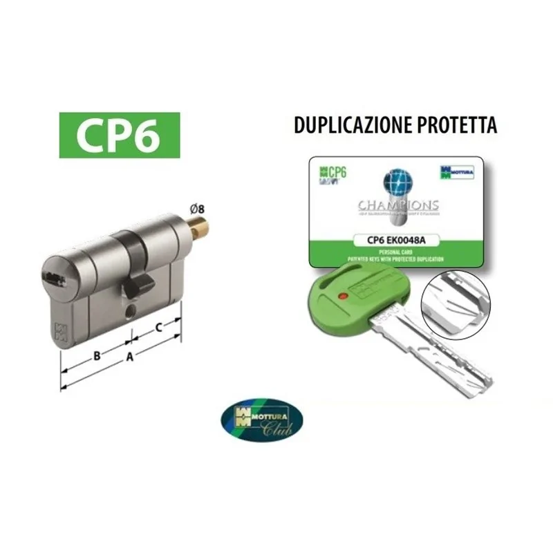 CILINDRO EUROPEO MOTTURA CHAMPIONS CP6 CHIAVE/PREDISPOSIZIONE POMOLO FISSA CILINDRO EUROPEO MOTTURA CHAMPIONS CP6 CHIAVE/PREDISPOSIZIONE POMOLO FISSA
