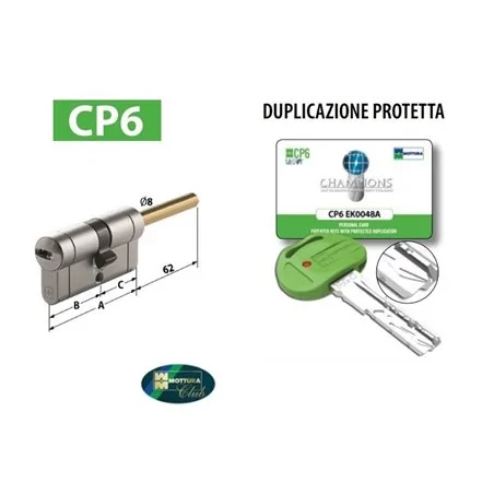 CILINDRO EUROPEO MOTTURA CHAMPIONS CP6 CHIAVE/PREDISPOSIZIONE POMOLO REGOLABILE