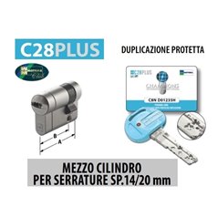 MEZZO CILINDRO CHAMPIONS C28PLUS PER SERRATURE SPESSORE 14/20 MM