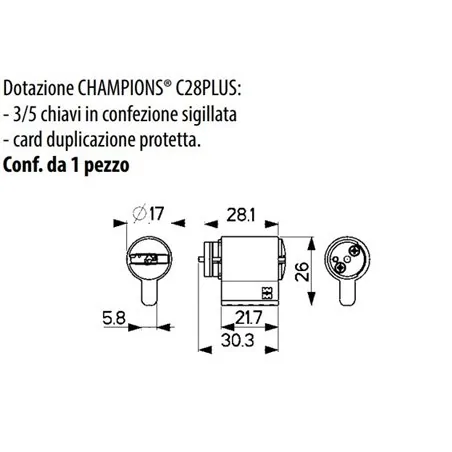 MEZZO CILINDRO ESTERNO MOTTURA PER MANIGLIA ESTERNA