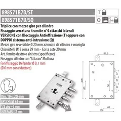 MOTTURA 898571B7 SERRATURA RICAMBIO CIR' PER CILINDRO EUROPEO