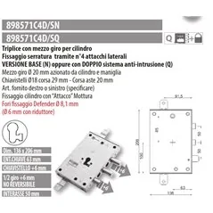 MOTTURA 898571C4 SERRATURA RICAMBIO CPC PER CILINDRO EUROPEO