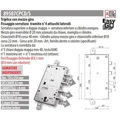 MOTTURA 89587CPC SERRATURA RICAMBIO CPC PLURISISTEMA FISSAGGIO ATTACCHI LATERALI