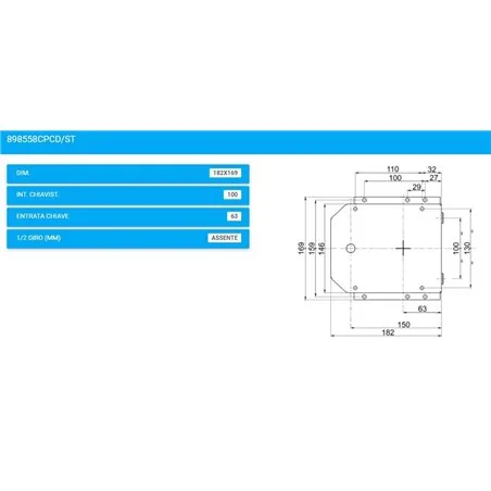 MOTTURA 898558CPC SERRATURA RICAMBIO CPC PER CILINDRO CHIAVISTELLI FILETTATI M6