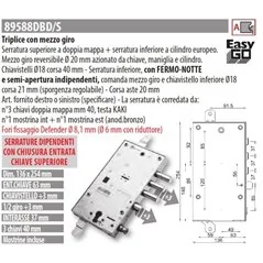 MOTTURA 89588DB SERRATURA RICAMBIO DIBI PLURISISTEMA