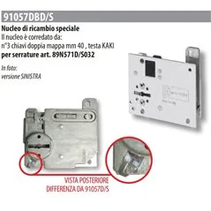 MOTTURA 91057DB NUCLEO DI RICAMBIO SPECIALE PER SERRATURA DIBI 89N571