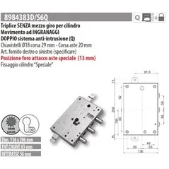 MOTTURA 8984383 SERRATURA RICAMBIO DIERRE CILINDRO EUROPEO