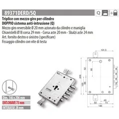 MOTTURA 89371DER SERRATURA RICAMBIO DIERRE CILINDRO EUROPEO