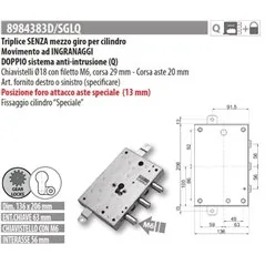 MOTTURA 8984383/GLQ SERRATURA RICAMBIO DIERRE CILINDRO EUROPEO