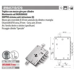 MOTTURA 8984571 SERRATURA RICAMBIO DIERRE CILINDRO EUROPEO