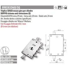 MOTTURA 898583D6 SERRATURA RICAMBIO DIERRE CILINDRO EUROPEO