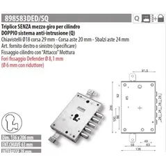 MOTTURA 898583DE SERRATURA RICAMBIO DIERRE CILINDRO EUROPEO