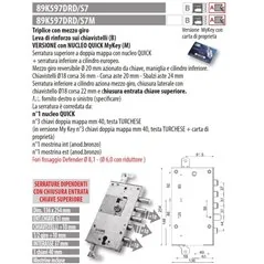 MOTTURA 89K597DR/7 SERRATURA RICAMBIO DIERRE PLURISISTEMA DOPPIA MAPPA PIU' CILINDRO