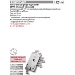 MOTTURA 898595/8WQ SERRATURA RICAMBIO DIERRE DOPPIO CILINDRO