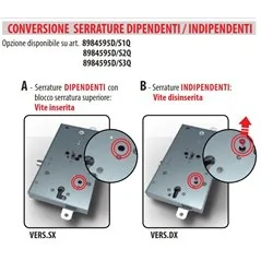 MOTTURA 8984595/3Q SERRATURA RICAMBIO DIERRE DOPPIO CILINDRO AD INGRANAGGI