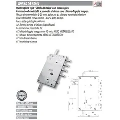 MOTTURA 89562DER SERRATURA RICAMBIO QUINTUPLICE DIERRE DOPPIA MAPPA TIPO SERRABLINDA