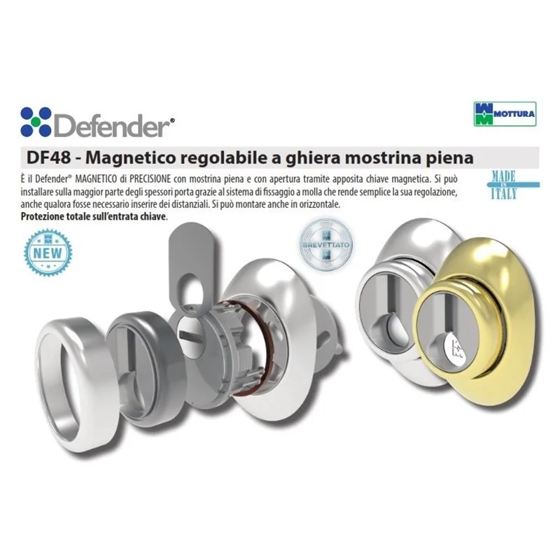 DEFENDER MAGNETICO DF481 REGOLABILE A GHIERA MOSTRINA PIENA MOTTURA PER CILINDRI EUROPEI