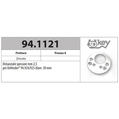 MOTTURA 94.1121 DISTANZIALE PER DEFENDER 3DKEY SPESSORE 2,5 MM