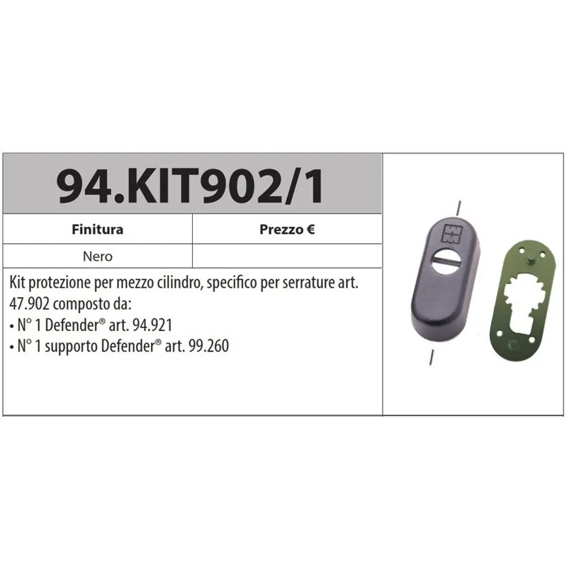 KIT PROTEZIONE PER MEZZO CILINDRO PER SERRATURA 47.902 ART. 94.KIT902/1