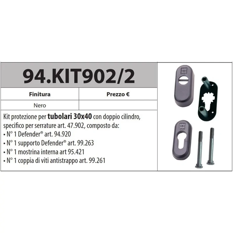 KIT PROTEZIONE PER TUBOLARI 30X40 PER SERRATURA 47.902 ART. 94.KIT902/2