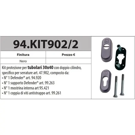 KIT PROTEZIONE PER TUBOLARI 30X40 PER SERRATURA 47.902 ART. 94.KIT902/2