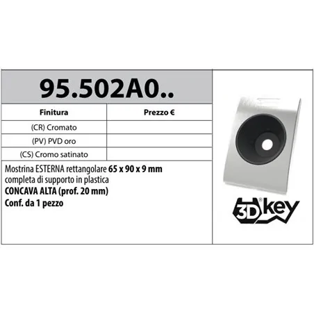 MOTTURA 95.502A0 MOSTRINA ESTERNA RETTANGOLARE CONCAVA ALTAPER 3DKEY