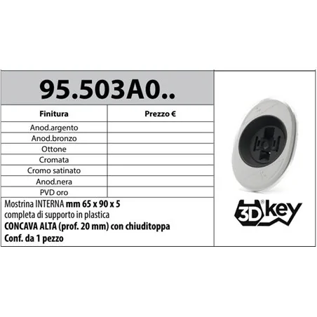 MOTTURA 95.503A0 MOSTRINA INTERNA OVALE CONCAVA ALTA PER 3DKEY